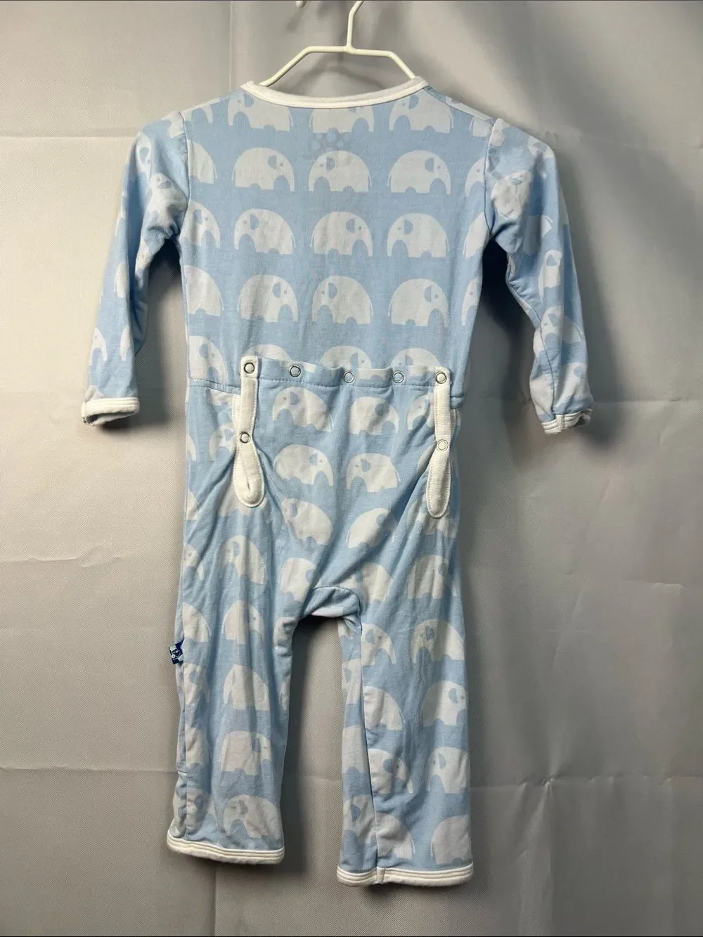 Kickee Pants blue bamboo elephant one piece sleeper size 3-6 months